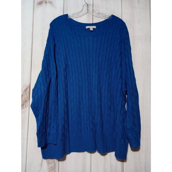 Woman Within Sweater Ladies 3x Blue‎ Cable Knit - Picture 1 of 6
